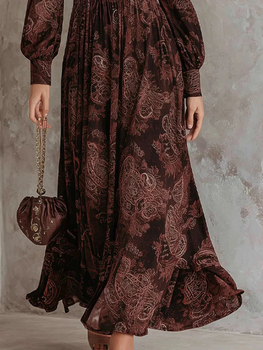 La Scintilla | ABITO LUNGO CON STAMPA VINTAGE ELEGANTE