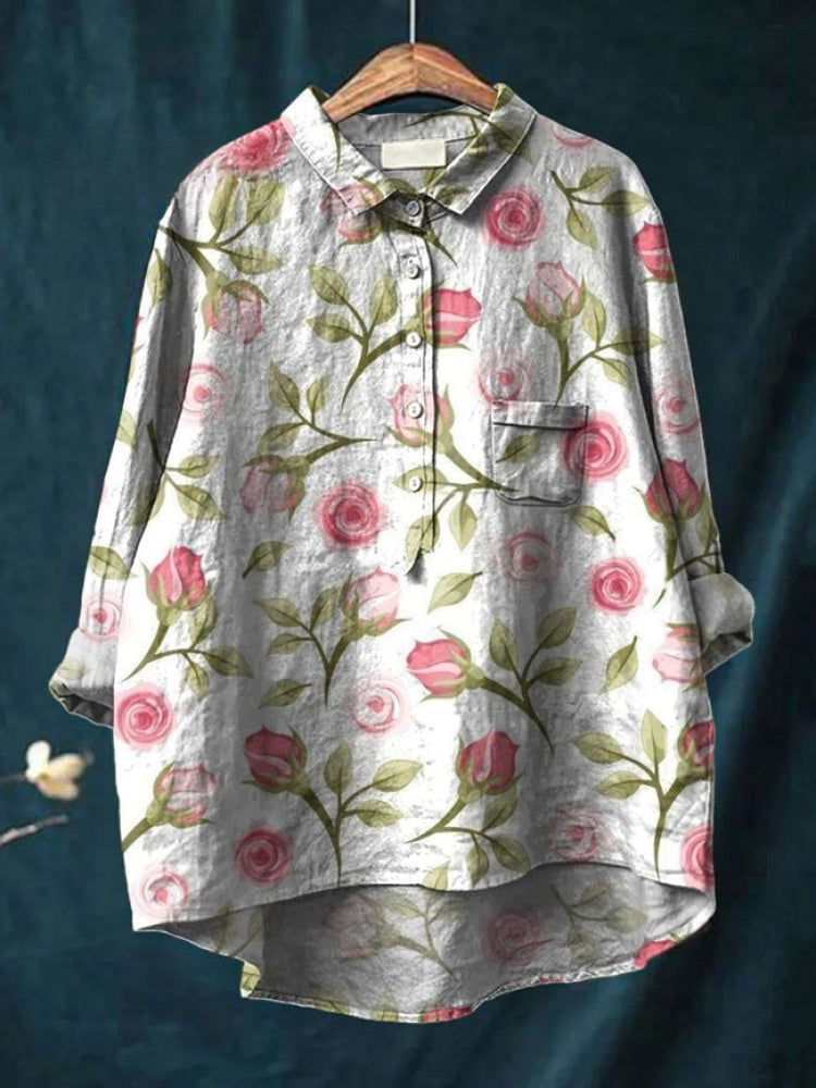 Vivia™ | Blusa in Lino Senza Tempo con Stampa