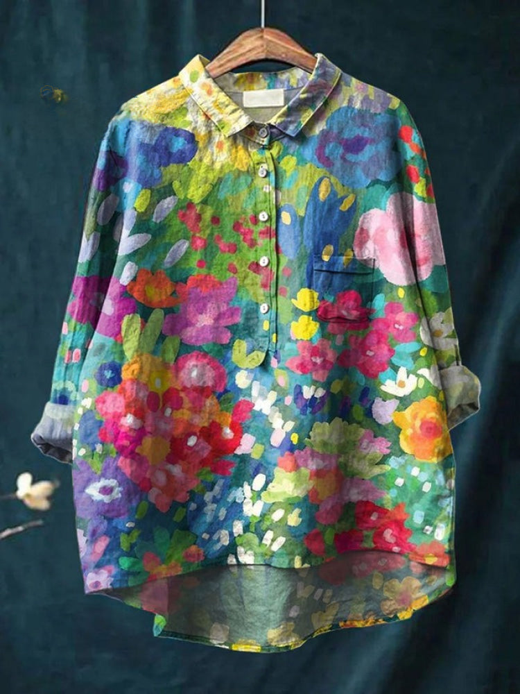 Sienna™ | Blusa in Lino Senza Tempo con Stampa
