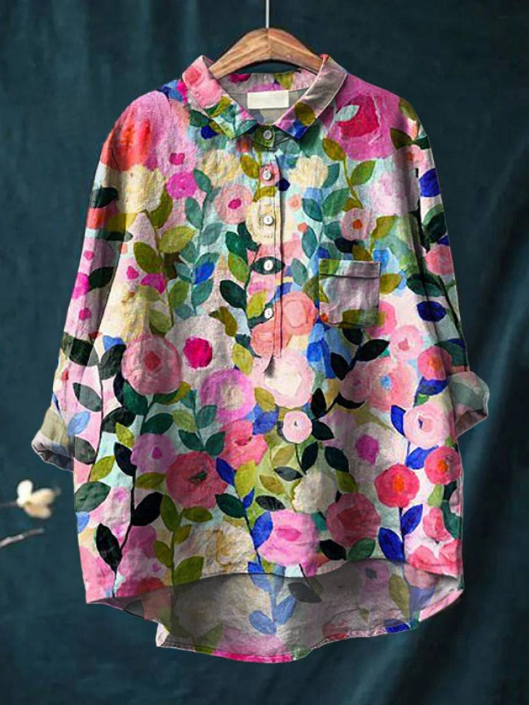Sienna™ | Blusa in Lino Senza Tempo con Stampa