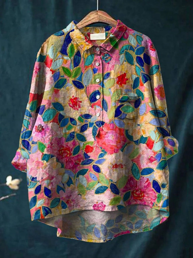 Vivia™ | Blusa in Lino Senza Tempo con Stampa