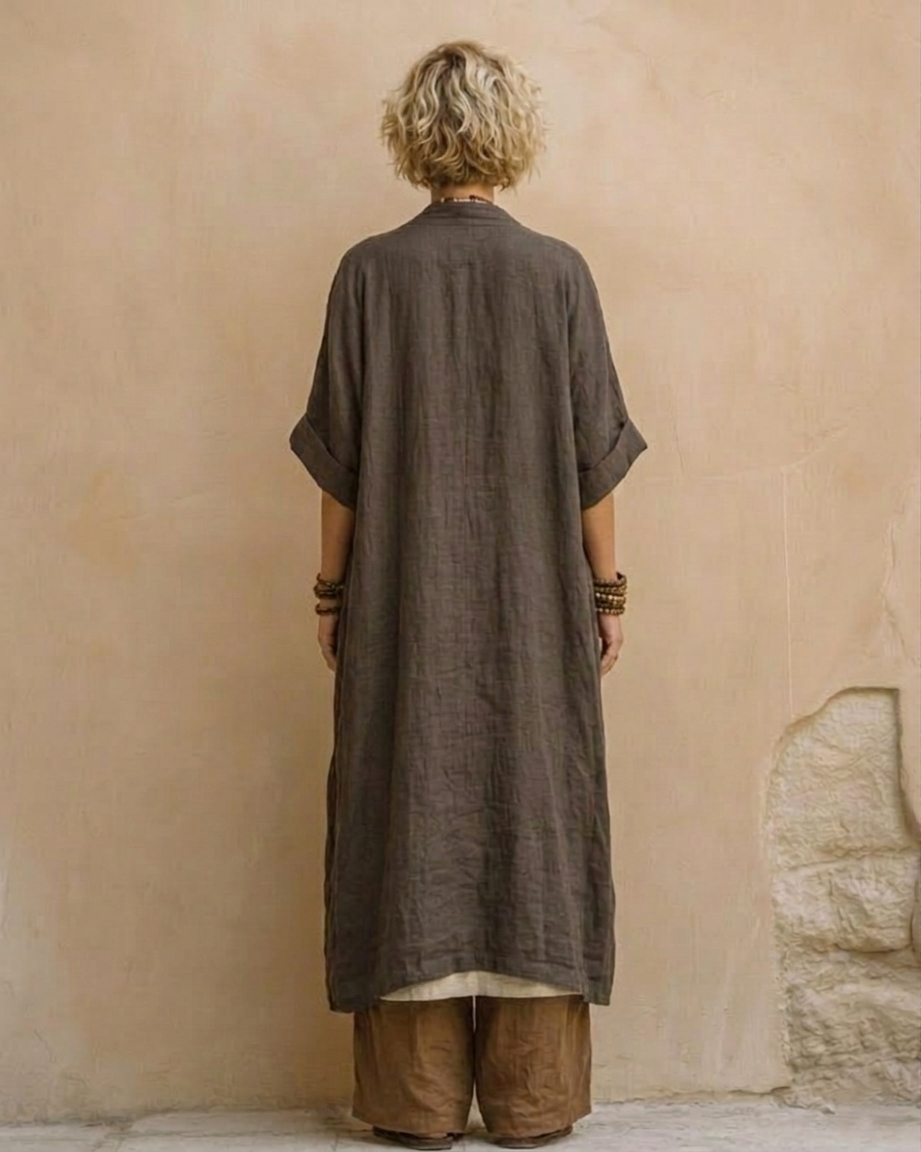 Giulia - Set Tre Pezzi Bohemien Nomade Grigio Scuro e Marrone con Motivo Tribale