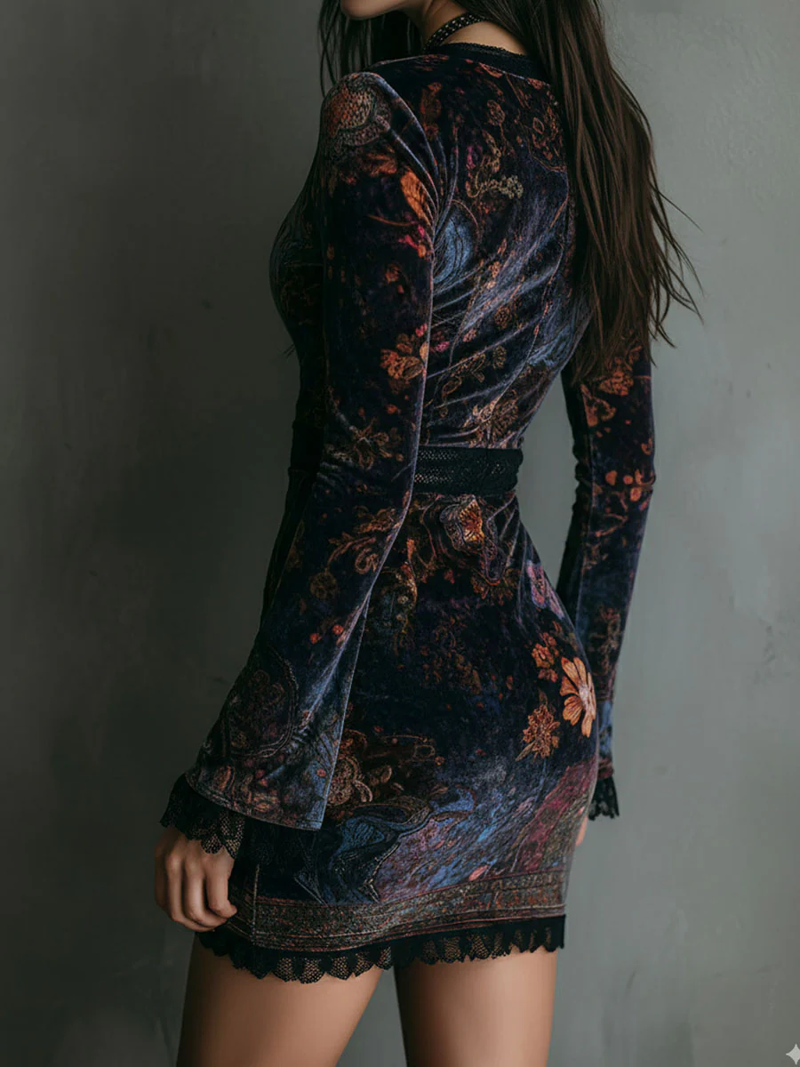 Sabrina | Vestido Mini de Terciopelo con Escote Profundo