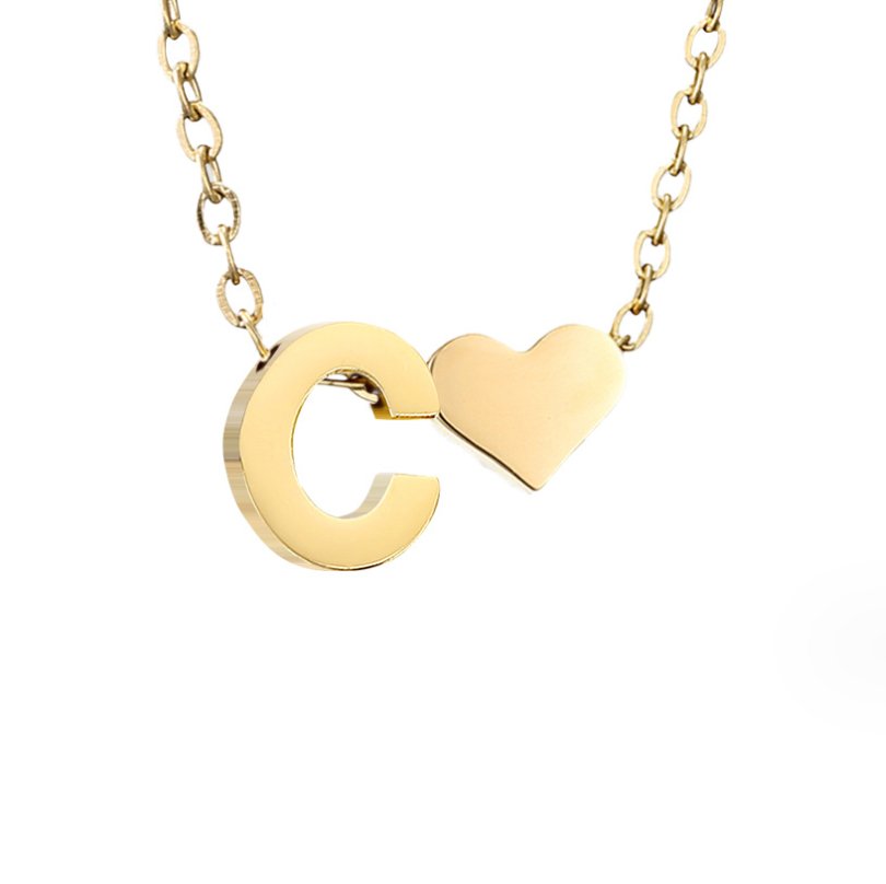 Collar Inicial Intemporal con Colgante en Corazón