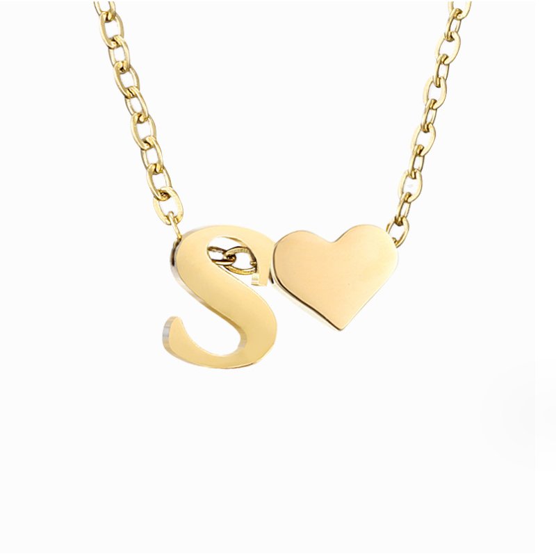 Collar Inicial Intemporal con Colgante en Corazón