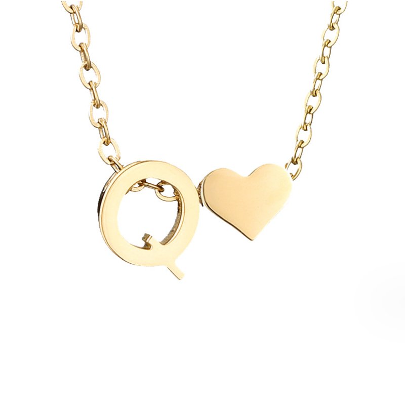 Collar Inicial Intemporal con Colgante en Corazón