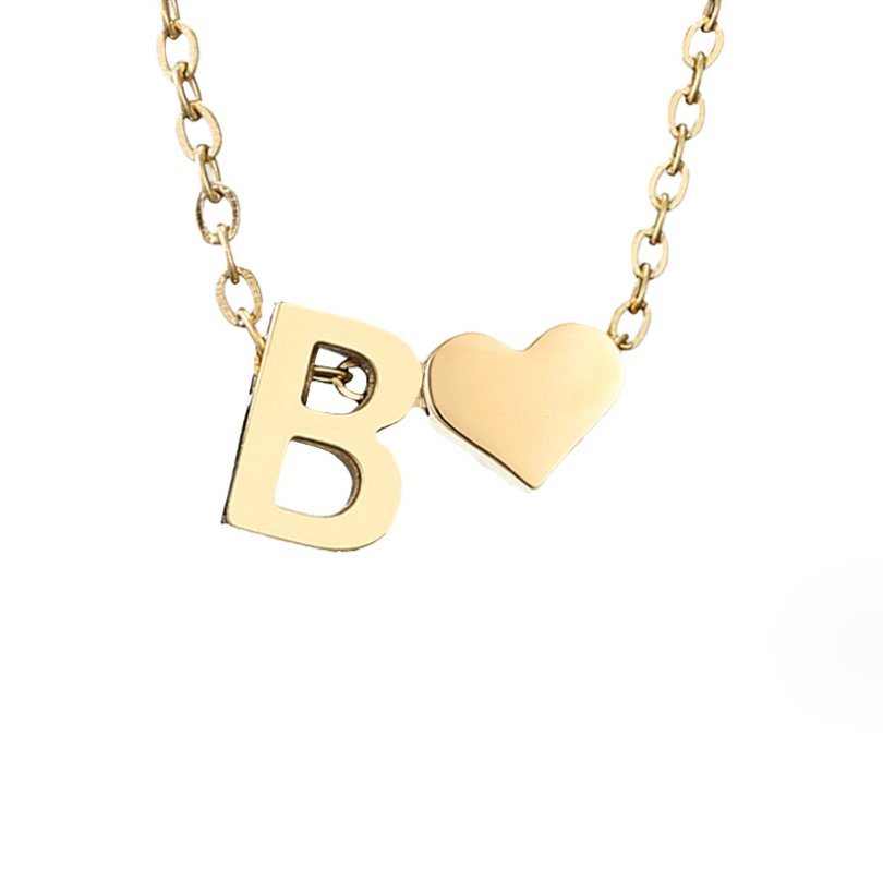 Collar Inicial Intemporal con Colgante en Corazón