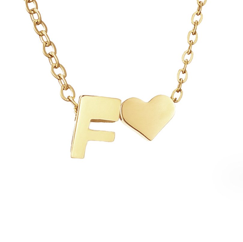 Collar Inicial Intemporal con Colgante en Corazón