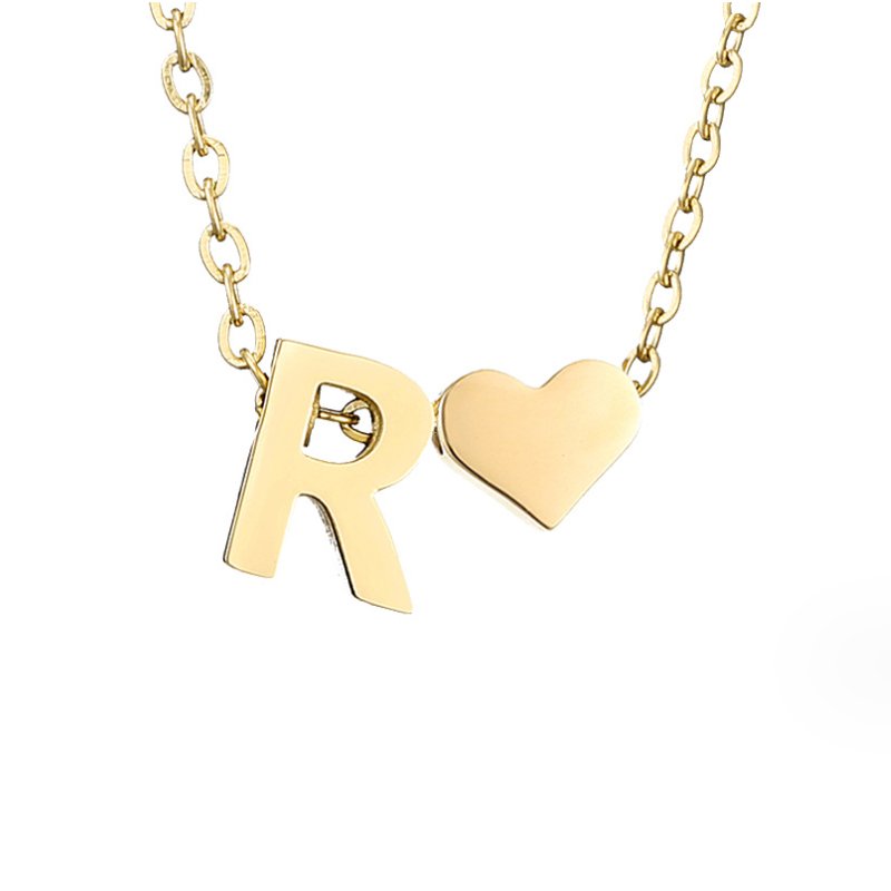 Collar Inicial Intemporal con Colgante en Corazón