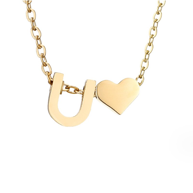 Collar Inicial Intemporal con Colgante en Corazón