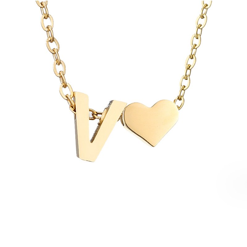 Collar Inicial Intemporal con Colgante en Corazón