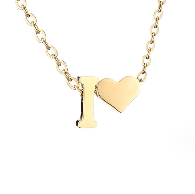 Collar Inicial Intemporal con Colgante en Corazón