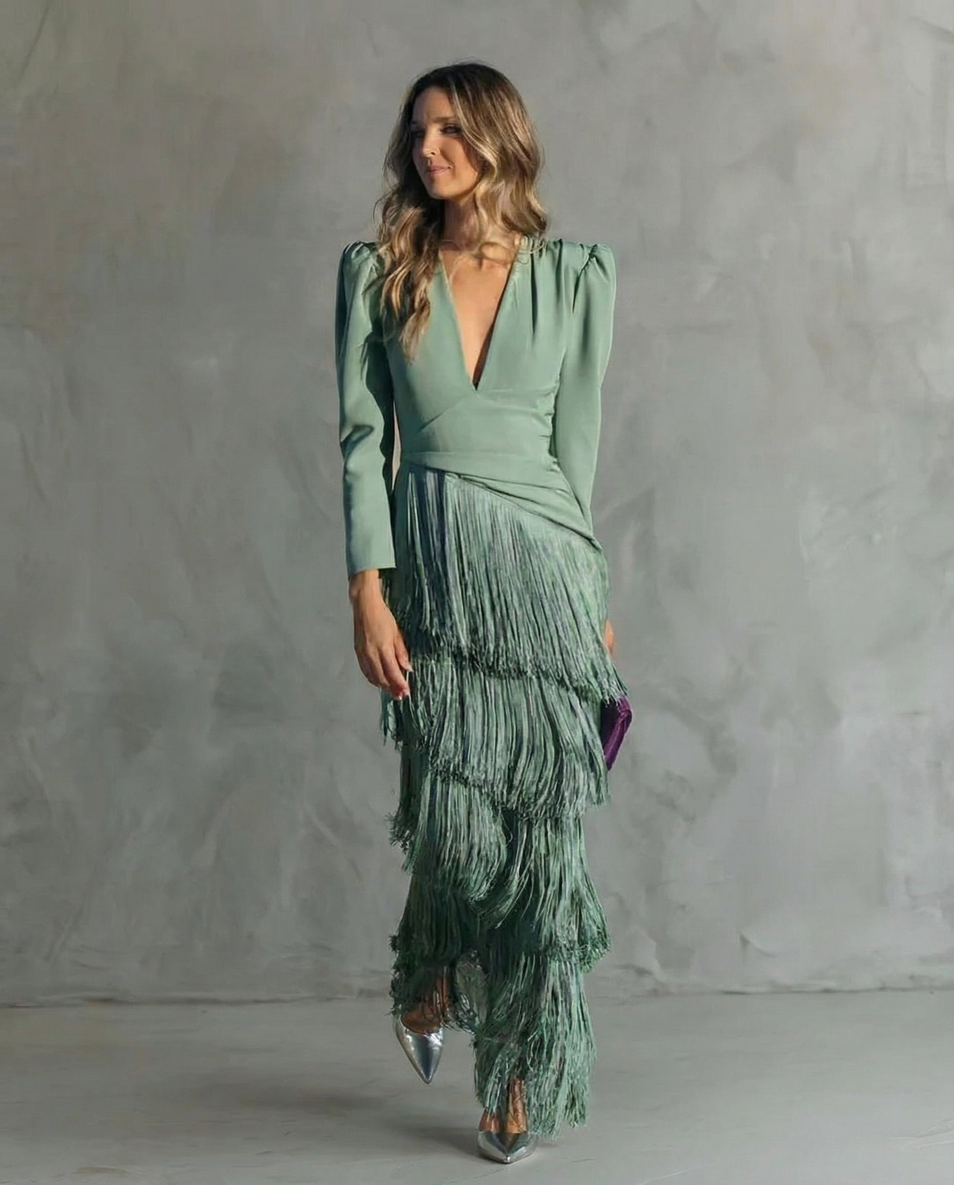 Clara | Vestito Elegante con Maniche a Frange