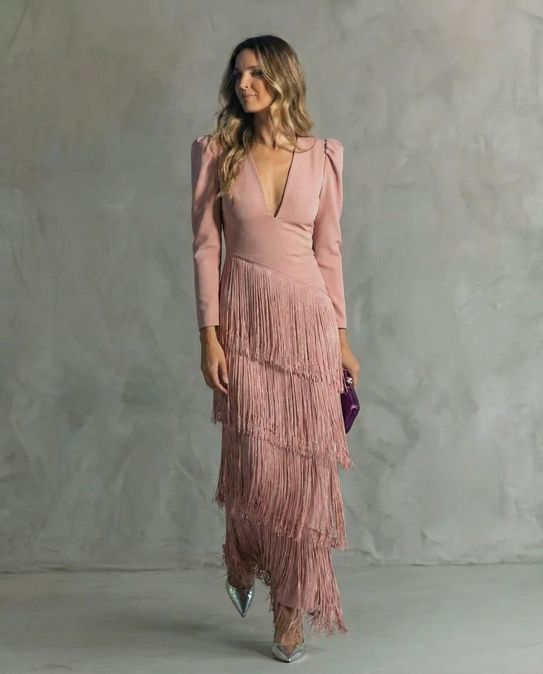Clara | Vestito Elegante con Maniche a Frange
