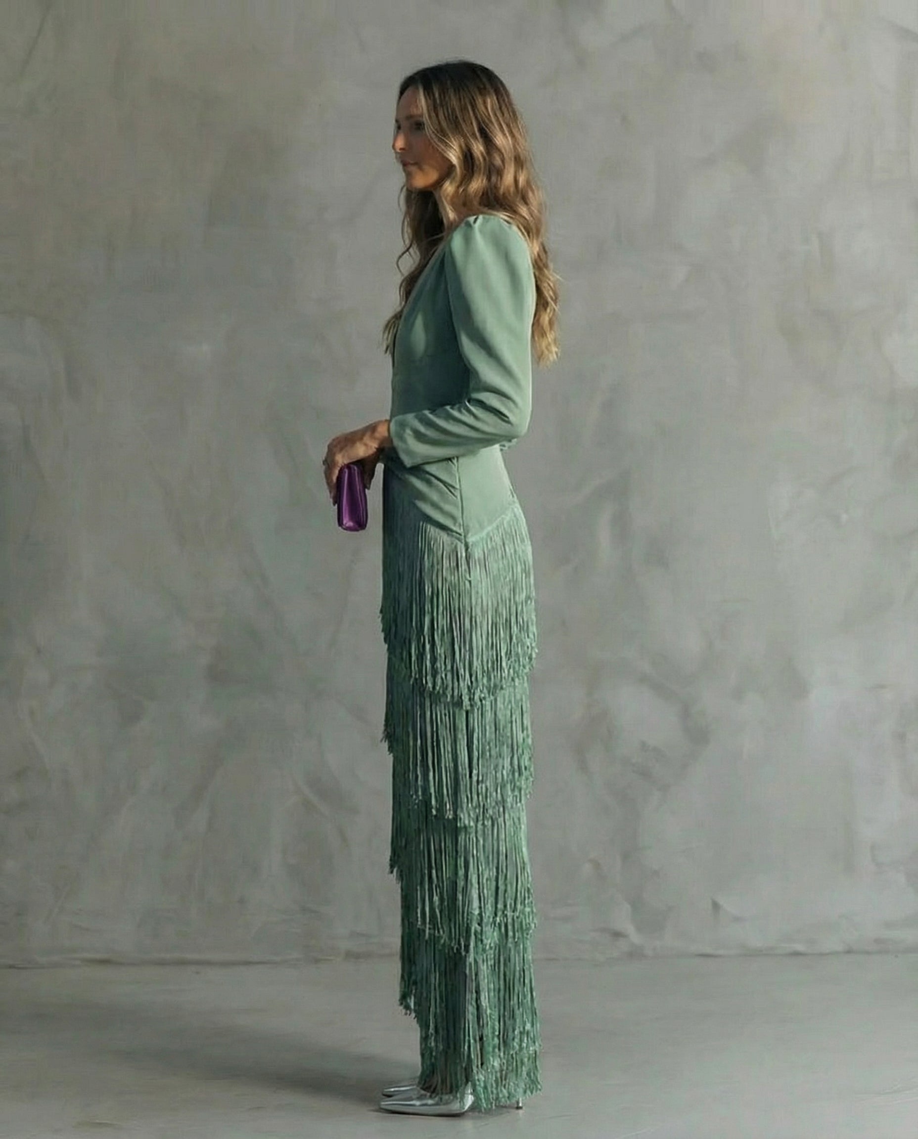 Chiara - Abito elegante con maniche a frange