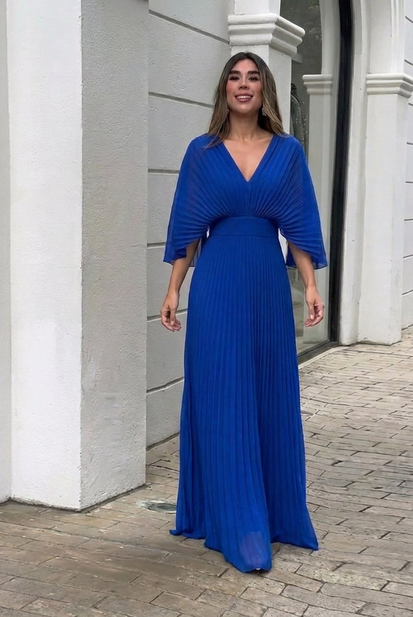 Natalia | Abito lungo plissettato elegante