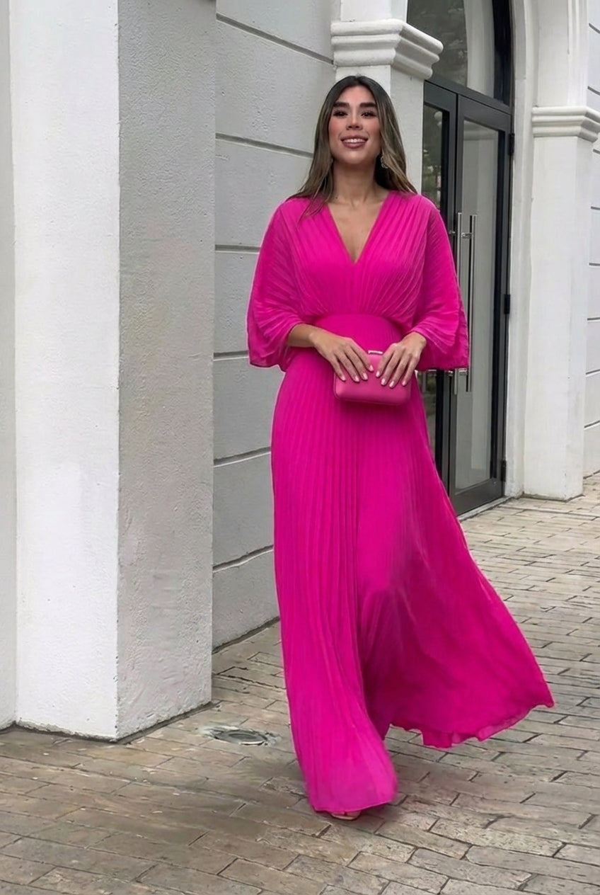 Natalia | Abito lungo plissettato elegante