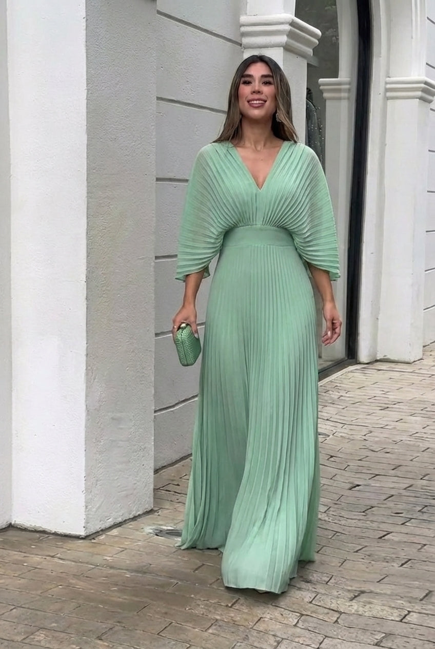 Natalia | Abito lungo plissettato elegante