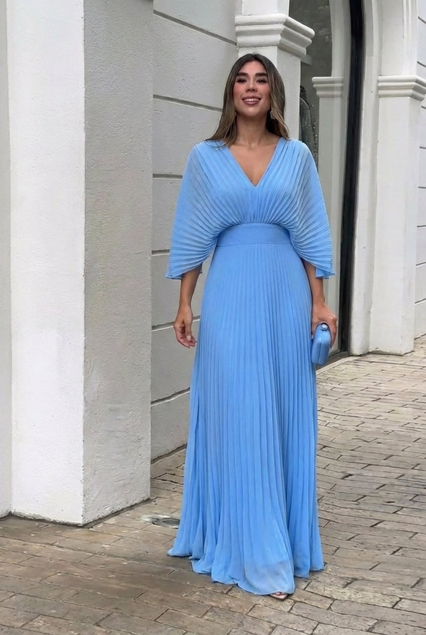 Natalia | Abito lungo plissettato elegante