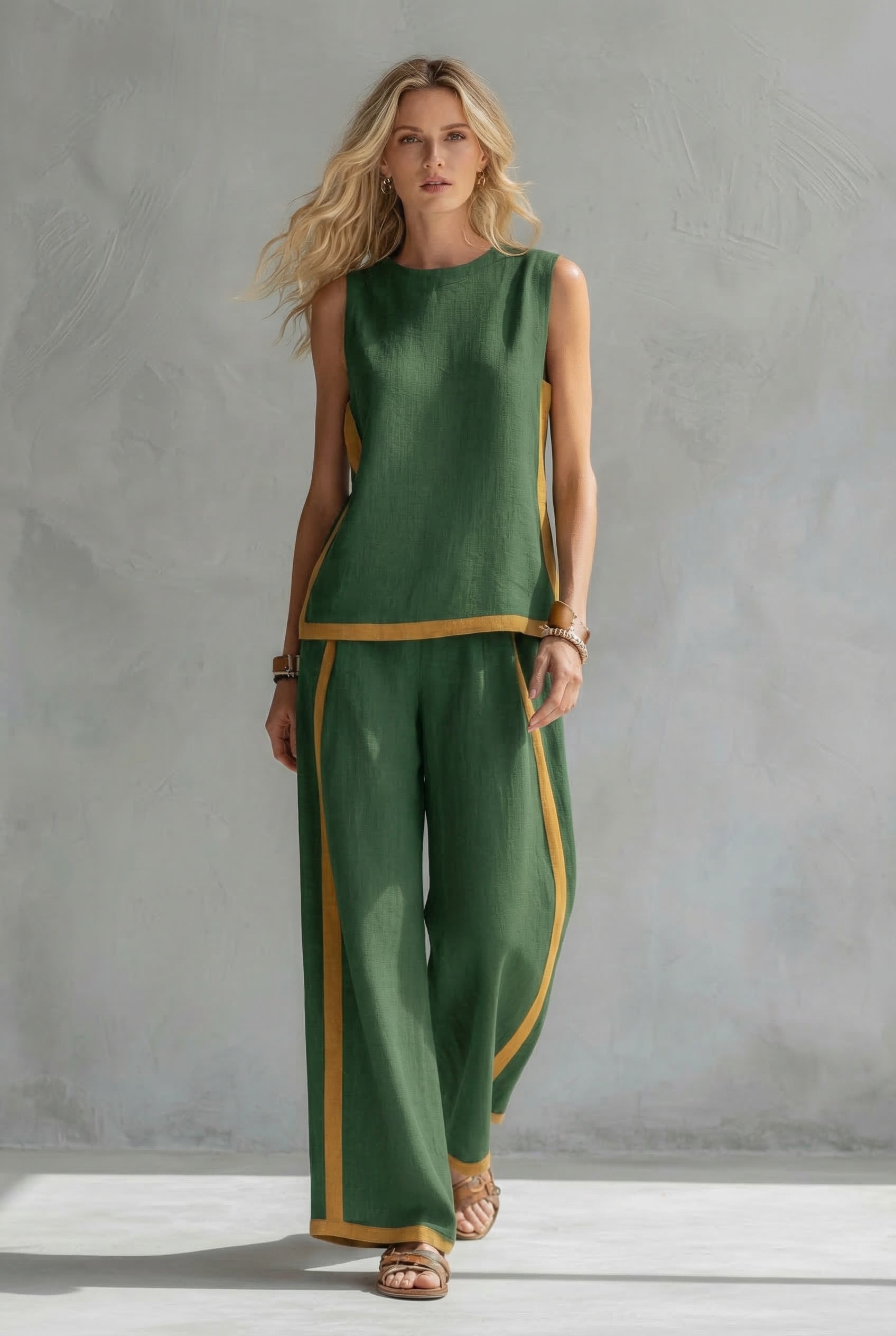 Leila | Elegante conjunto de dos piezas de lino de primera calidad