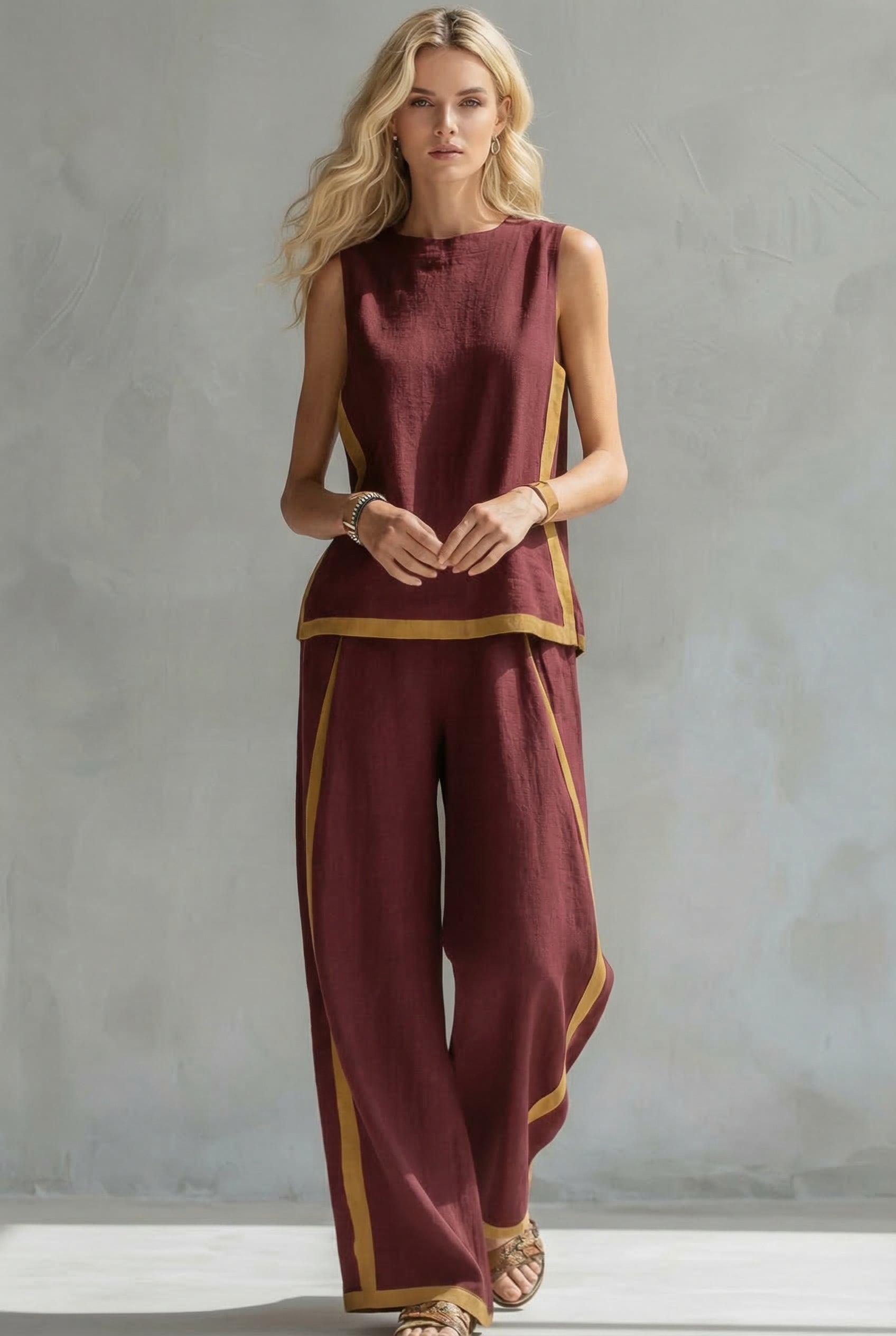 Leila | Elegante conjunto de dos piezas de lino de primera calidad