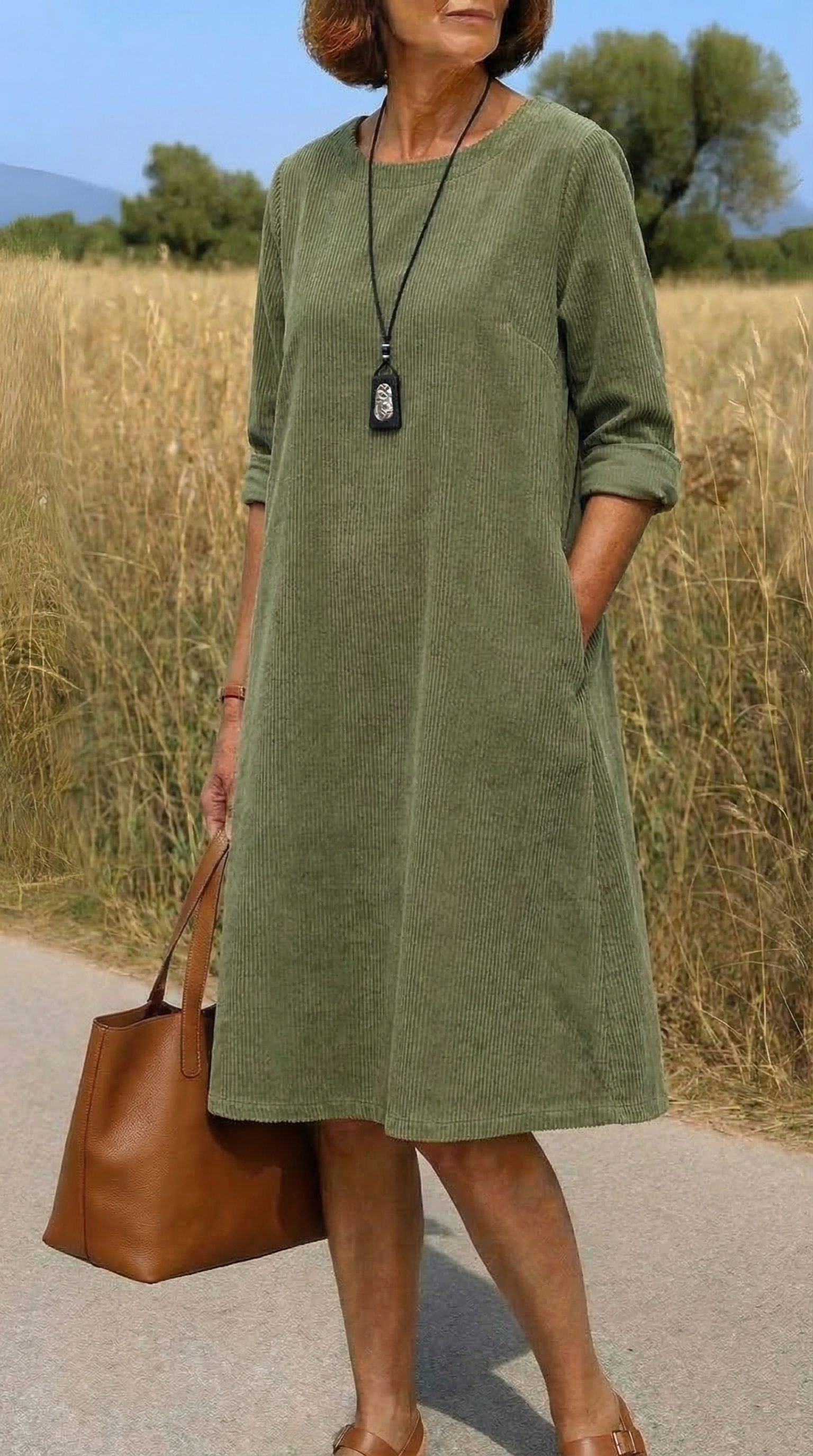 Tunika in corduroy vintage confortevole