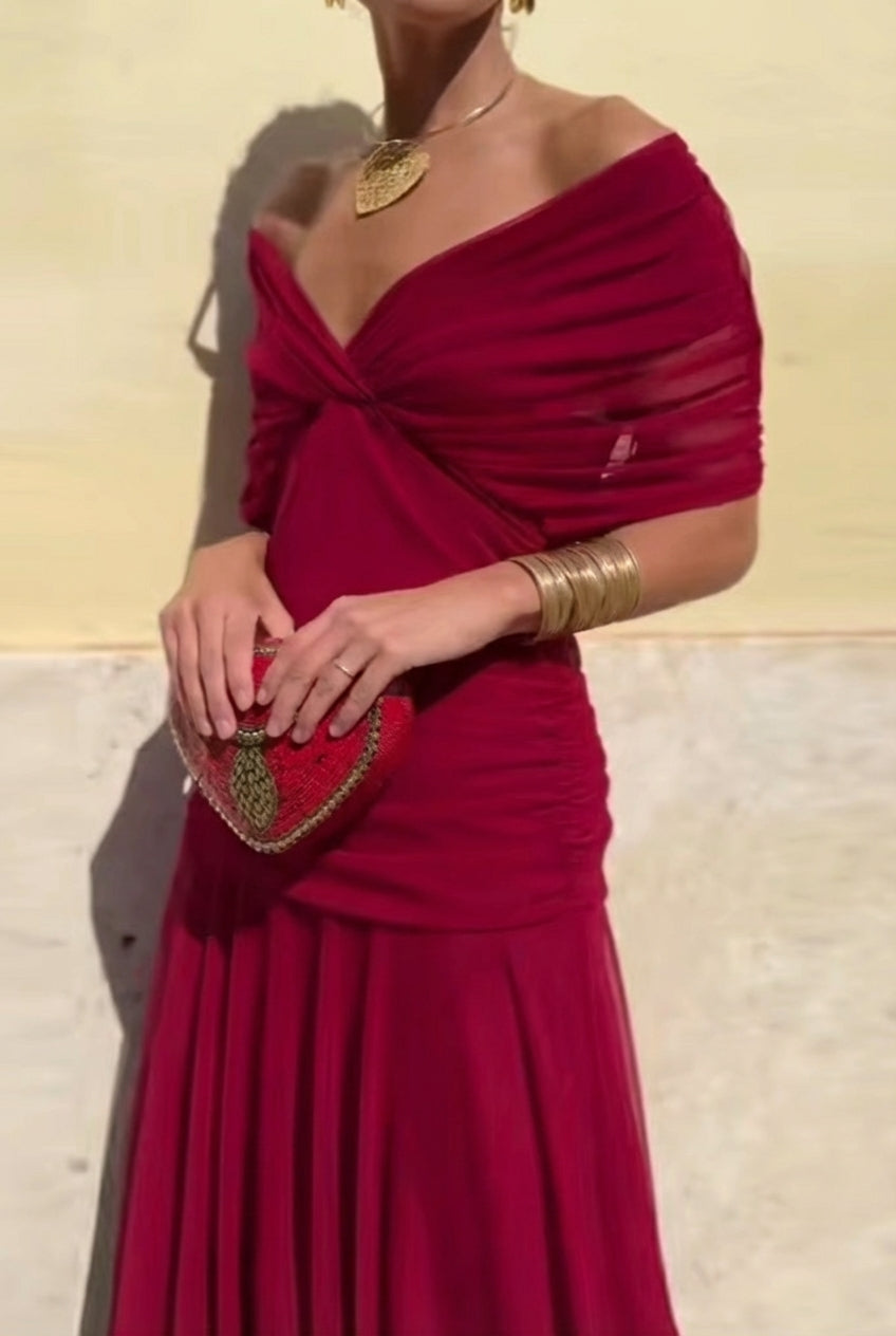 Lola | Elegante Vestito Lungo da Cerimonia con Scollo a V
