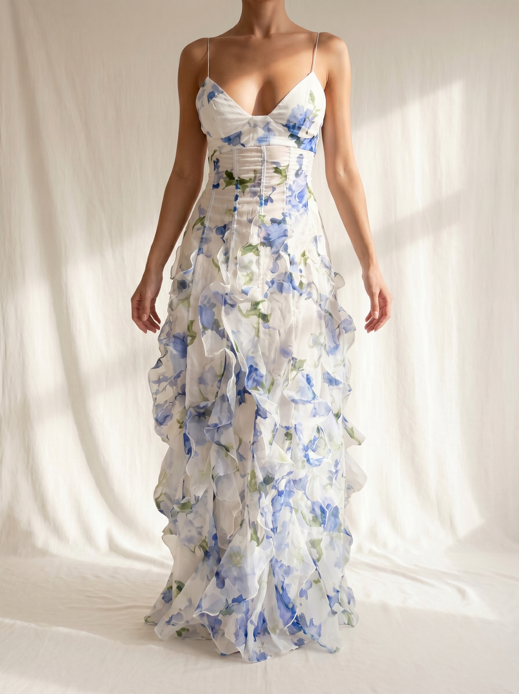 Uri | Abito Midi Floreale con Rouches
