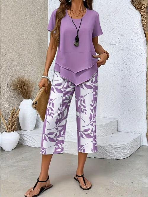 Arvessa | Set Due Pezzi con Stampa Fogliare Casual