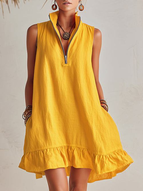 Abito Mini in Cotone e Lino