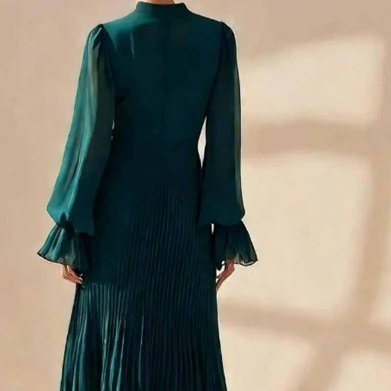 Mara - Vestido de primavera elegante medio plisado con volantes