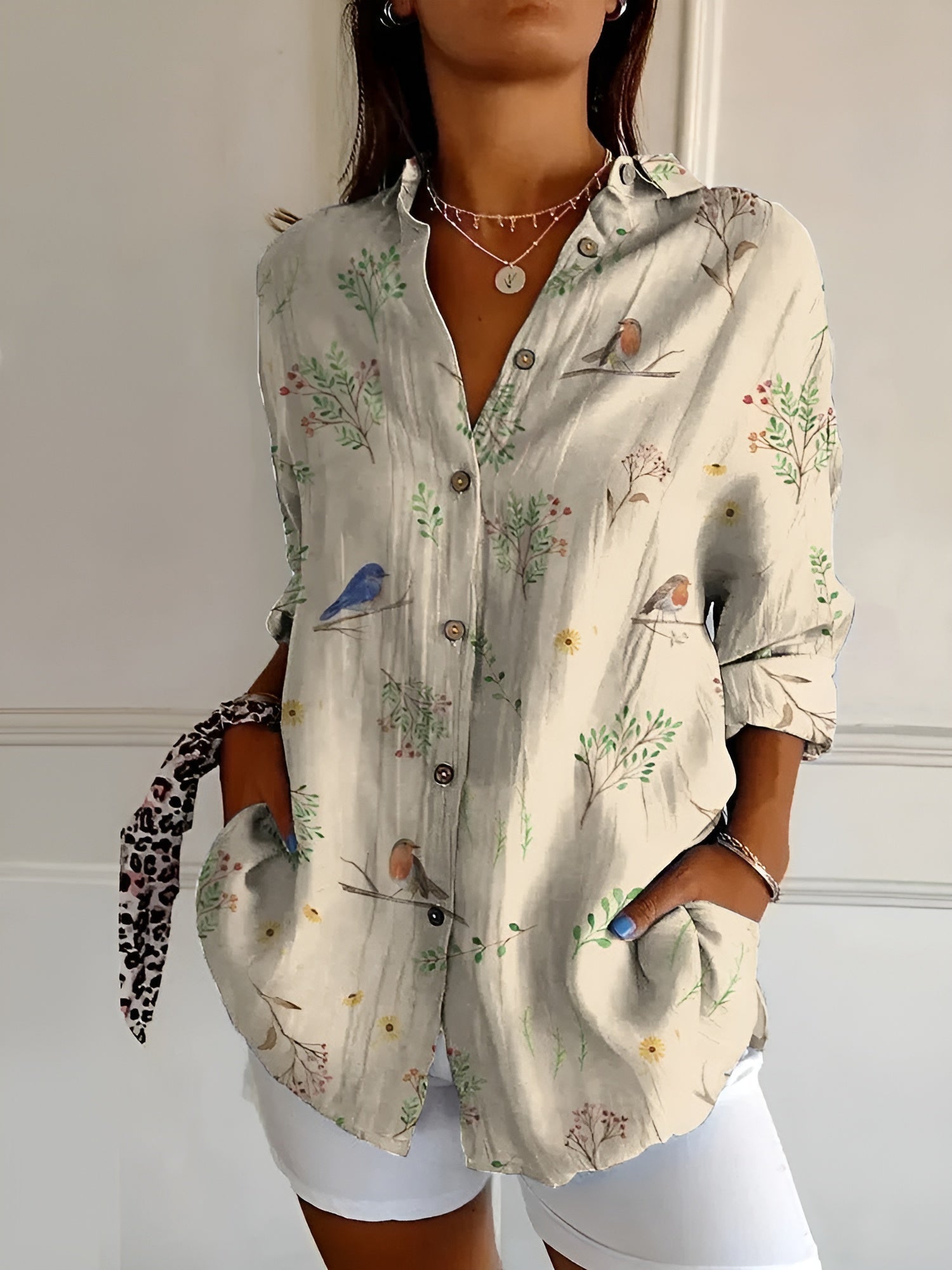 Maia | Blusa in Cotone con Motivo Floreale