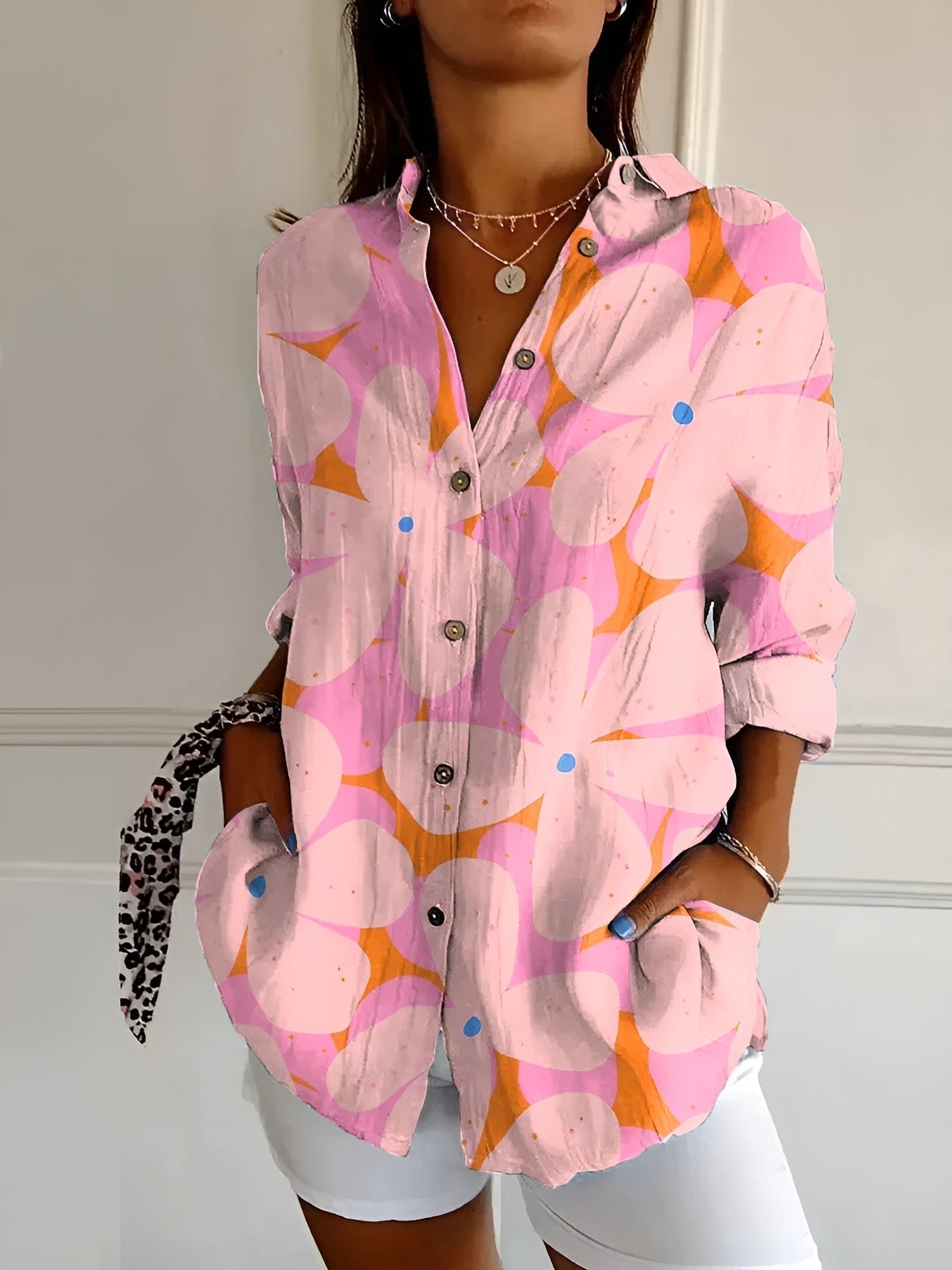 Maia | Blusa in Cotone con Motivo Floreale