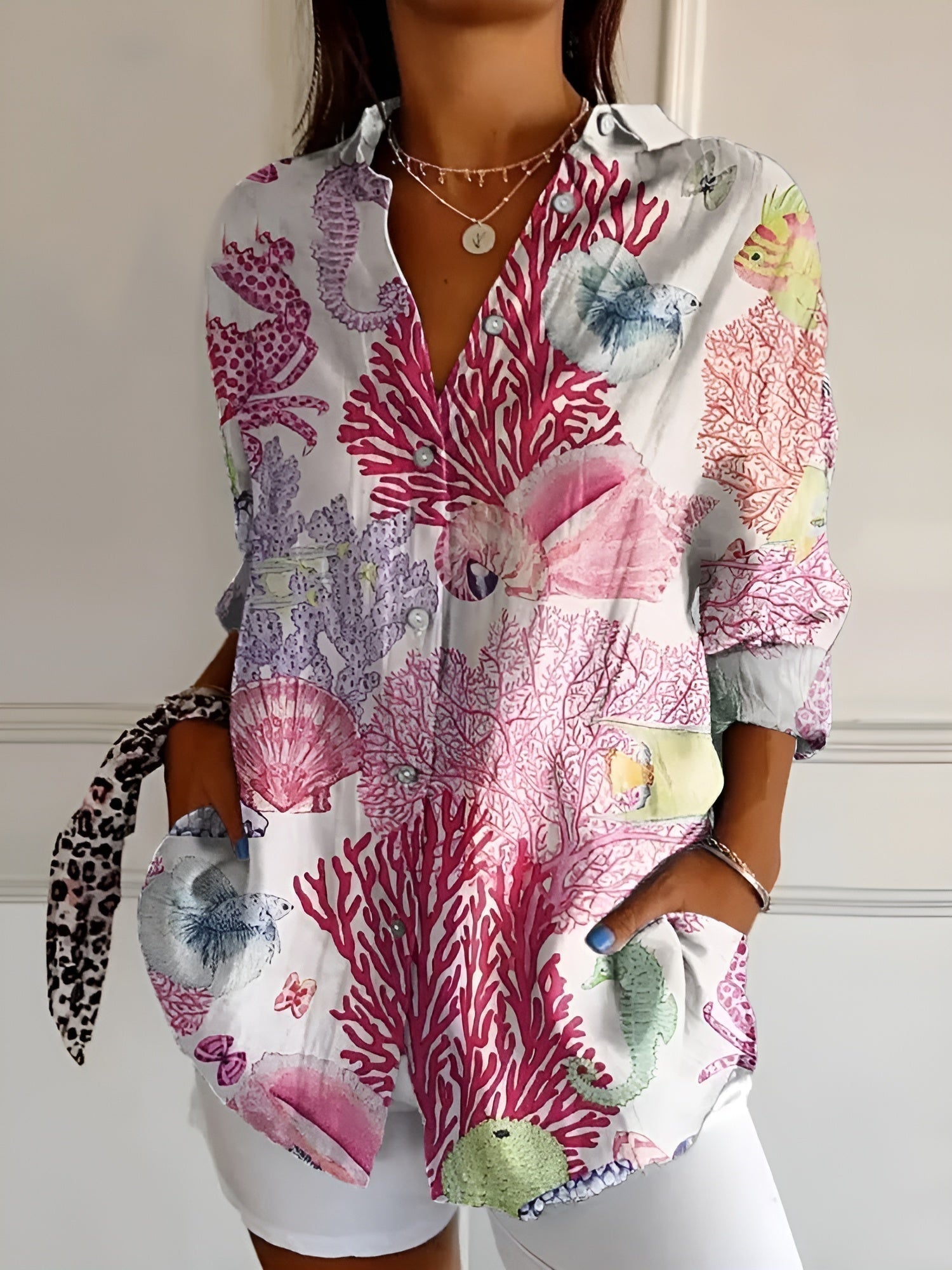 Maia | Blusa in Cotone con Motivo Floreale